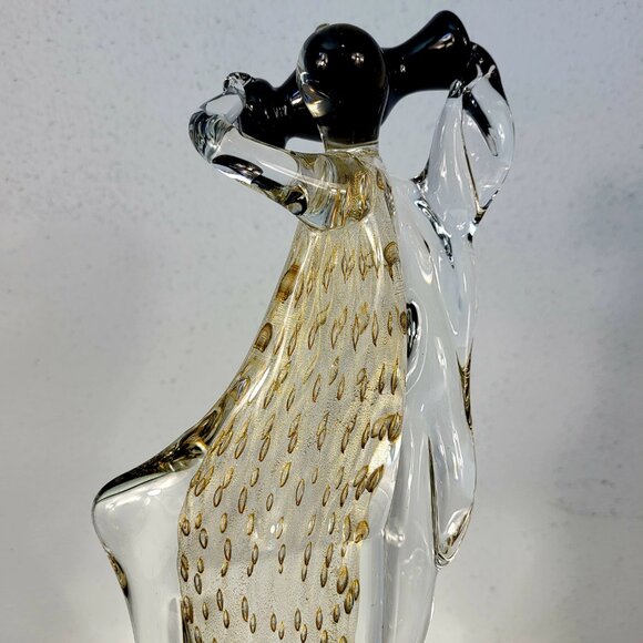 MURANO~VINTAGE 14" SIGNED MARIO BADIOLI BLACK GOLD GLASS FIGURINE SCULPTURE - Picture 2 of 16